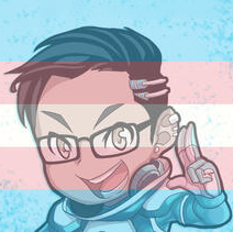 v-for-victory sci-fi guy under trans flag